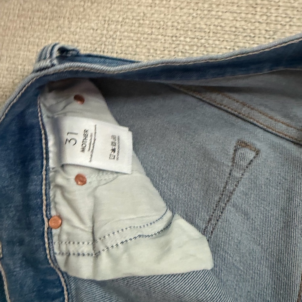 MOTHER LiL’ Rambler Zip Flood Color: Out of the Blue Straight Leg Jeans - Picture 9 of 14